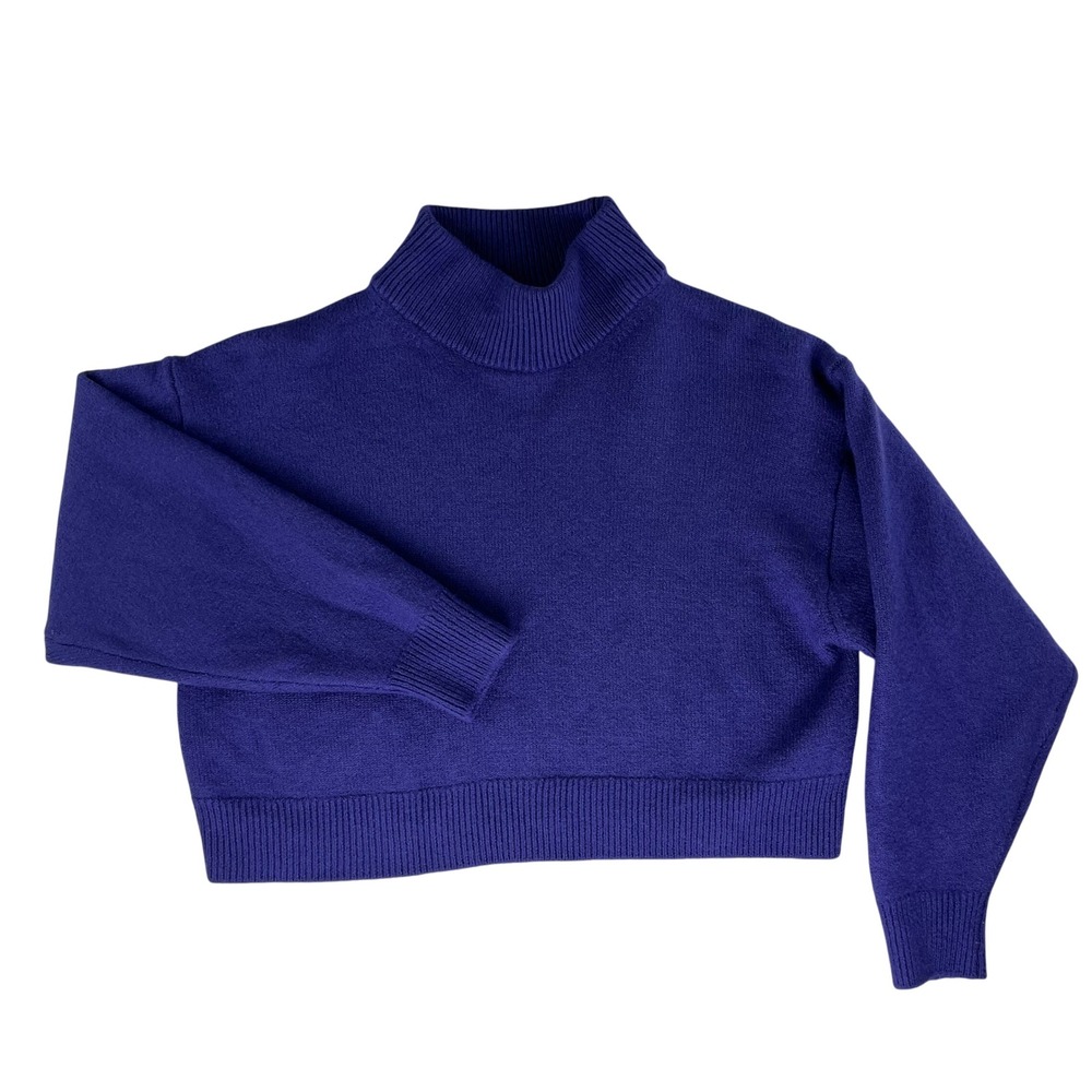 Wilfred Free Sweater Womens Medium Purple Cropped Mock Neck 100% Merino Wool